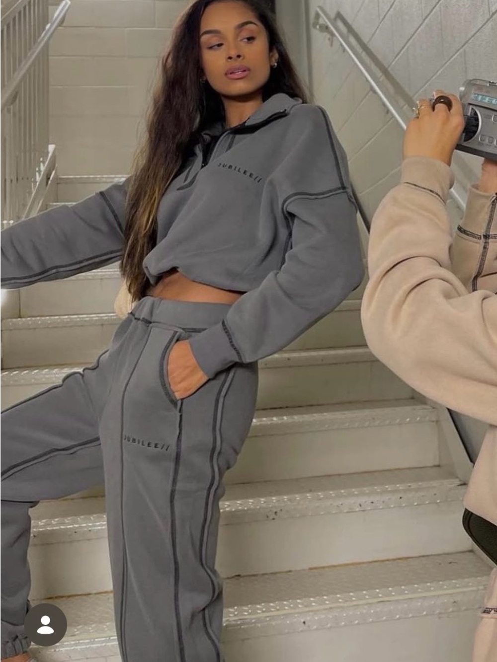 NEW Layere Jubilee Off Charcoal Inverted Stitching Sweatpants Gray Joggers Pants - Picture 3 of 16